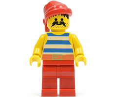Pirate Blue / White Stripes Shirt, Red Legs, Red Bandana