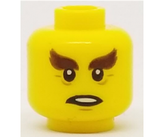 Minifigure, Head Reddish Brown Bushy Eyebrows, Wrinkles Pattern