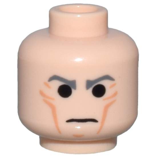 Minifigure, Head Male Cheek Lines with Dark Bluish Gray Stern Eyebrows Pattern (SW Grand Moff Tarkin)
