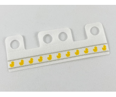 Minifigure Skirt Cloth with 4 Holes, Length 10mm with Gray Stripes and Yellow Ducks Pattern