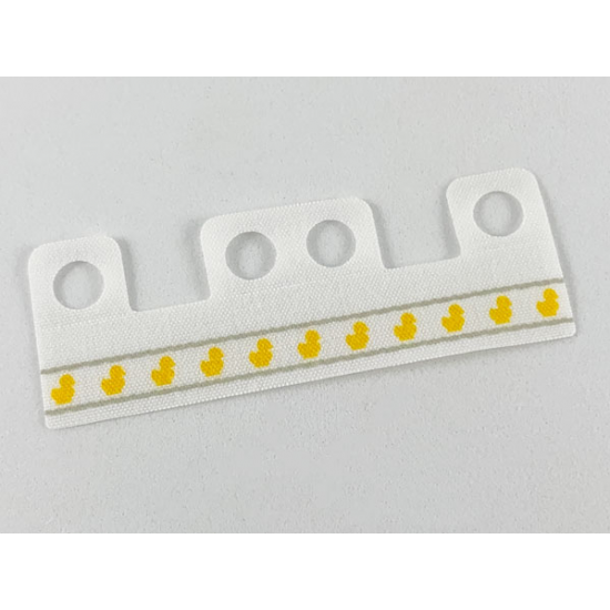 Minifigure Skirt Cloth with 4 Holes, Length 10mm with Gray Stripes and Yellow Ducks Pattern