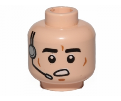 Minifigure, Head Male Black Eyebrows, Cheek Lines, Open Mouth, Headset Pattern (SW Imperial Gunner)