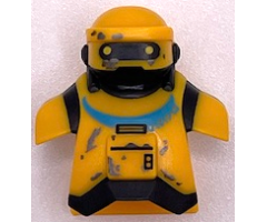 Minifigure, Head, Modified SW NED-B Loader Droid with 2 Back Studs with Black Neck, Visor and Lines, Medium Azure Collar and Silver Spots Pattern