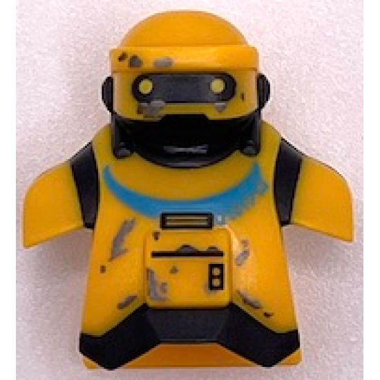 Minifigure, Head, Modified SW NED-B Loader Droid with 2 Back Studs with Black Neck, Visor and Lines, Medium Azure Collar and Silver Spots Pattern