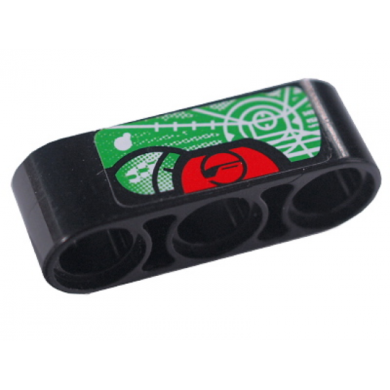 Technic, Liftarm 1 x 3 Thick with Green Display Screen Pattern (Sticker) - Set 8354-1