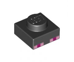 Plate 1 x 1 with 4 Light Purple and 2 Purple Squares Pattern (Minecraft Enderman eyes)