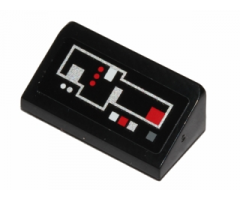 Slope 30 1 x 2 x 2/3 with White and Red Control Buttons on Black Background Pattern (Sticker) - Set 75018