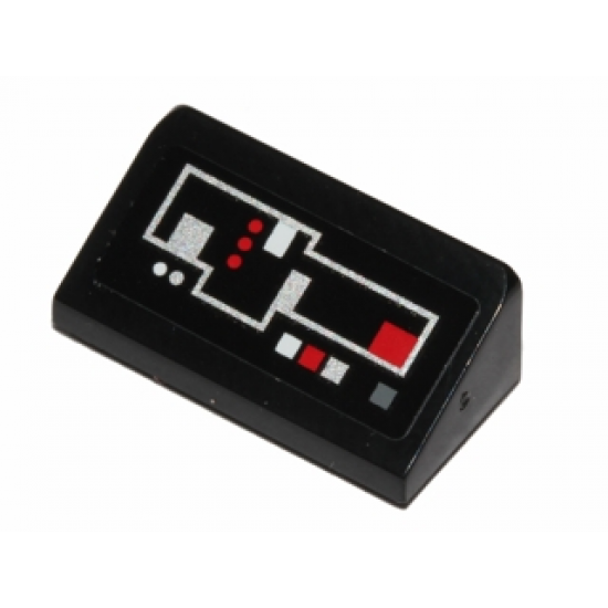 Slope 30 1 x 2 x 2/3 with White and Red Control Buttons on Black Background Pattern (Sticker) - Set 75018
