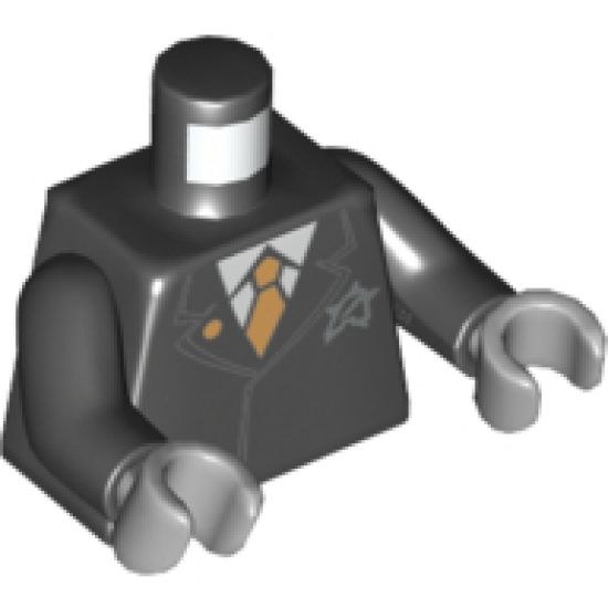 Torso Agents Suit with Ultra Agents Logo and Gold Tie Pattern / Black Arms / Light Bluish Gray Hands