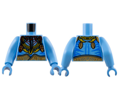 Torso Na'vi with Blue Markings, Ornate Bright Light Orange Mantle, Reddish Brown Feathers, and Medium Nougat Belt Pattern / Medium Blue Arms Long / Medium Blue Hands