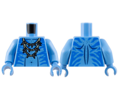 Torso Na'vi with Blue Markings, Tan Necklace with Claws, and Silver Spots Pattern / Medium Blue Arms / Medium Blue Hands