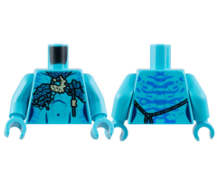 Torso Na'vi with Blue Markings, Metallic Light Blue and Tan Mantle, and Silver Spots Pattern / Medium Azure Arms / Medium Azure Hands