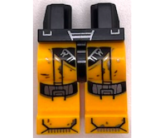 Hips and Bright Light Orange Legs with Black and Silver Armor, Knee Pads, Lines and Spots Pattern