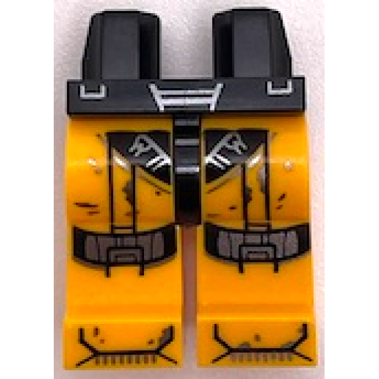 Hips and Bright Light Orange Legs with Black and Silver Armor, Knee Pads, Lines and Spots Pattern