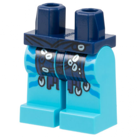 Hips and Medium Azure Legs with Dark Blue Loincloth, Silver Rings, and Dark Azure Markings Pattern