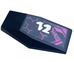 Large Figure Armor Plate Small with Chevrons, Dark Pink Honeycomb and White '12' Pattern Model Right Side (Sticker) - Set 42164