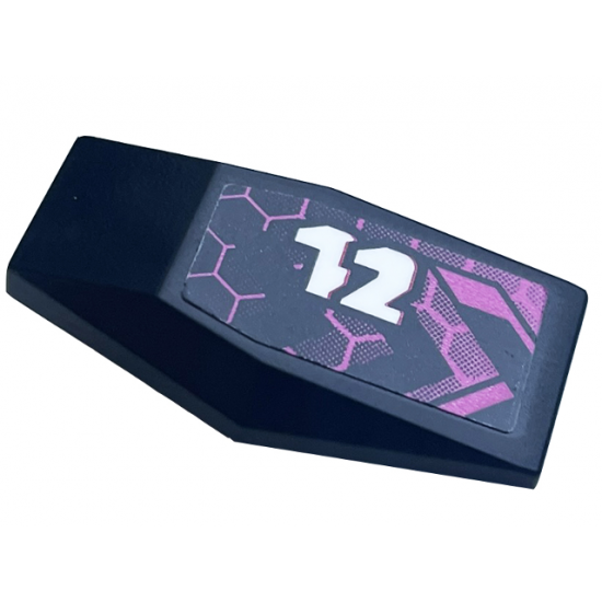 Large Figure Armor Plate Small with Chevrons, Dark Pink Honeycomb and White '12' Pattern Model Right Side (Sticker) - Set 42164