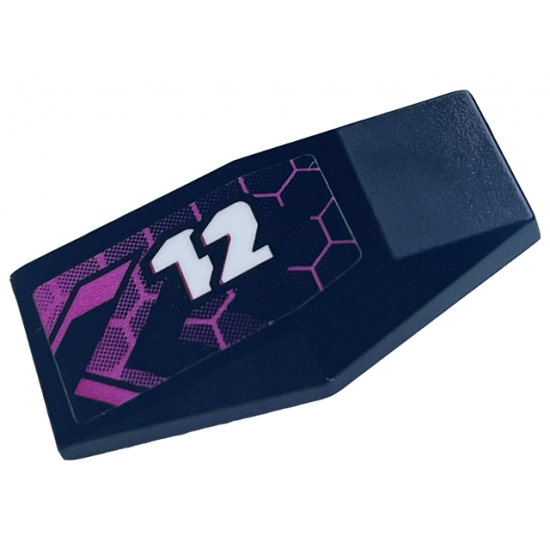Large Figure Armor Plate Small with Chevrons, Dark Pink Honeycomb and White '12' Pattern Model Left Side (Sticker) - Set 42164