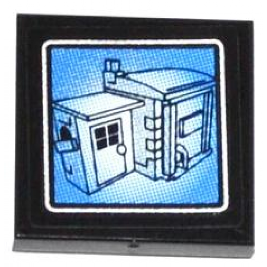 Tile 2 x 2 with Surveillance Screen Garage Pattern (Sticker) - Set 60044