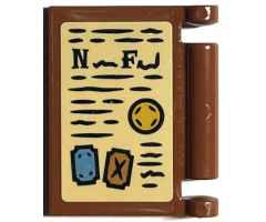 Minifigure, Utensil Book Cover with Black Writing, Symbols and Capital Letter N and F on Tan Background Pattern (Sticker) - Set 76402
