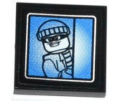 Tile 2 x 2 with Bandit Minifigure on Surveillance Screen Pattern (Sticker) - Set 60044