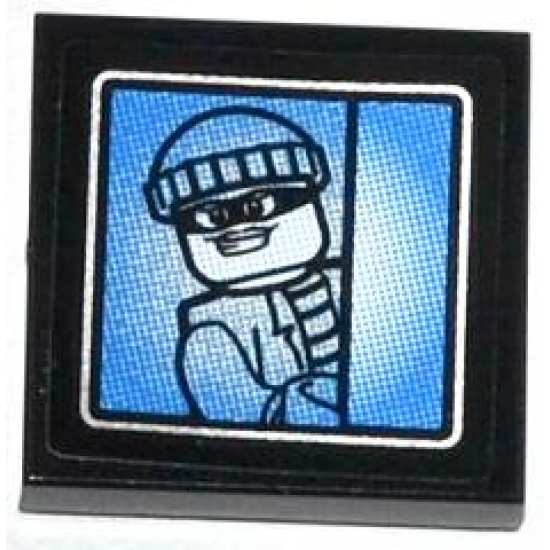 Tile 2 x 2 with Bandit Minifigure on Surveillance Screen Pattern (Sticker) - Set 60044