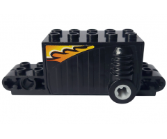Pullback Motor 9 x 4 x 2 2/3 with Orange, White and Black Flame Pattern on Both Sides (Stickers) - Set 8382