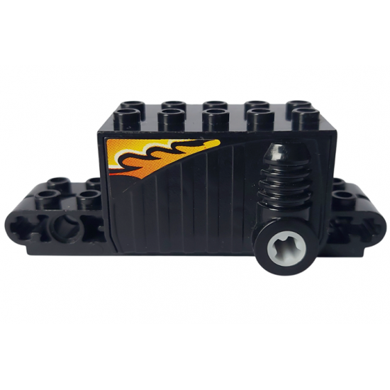 Pullback Motor 9 x 4 x 2 2/3 with Orange, White and Black Flame Pattern on Both Sides (Stickers) - Set 8382