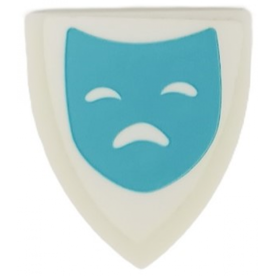 Minifigure, Shield Triangular Short with Medium Azure Tragedy Theater Mask Pattern (Sticker) - Set 41682