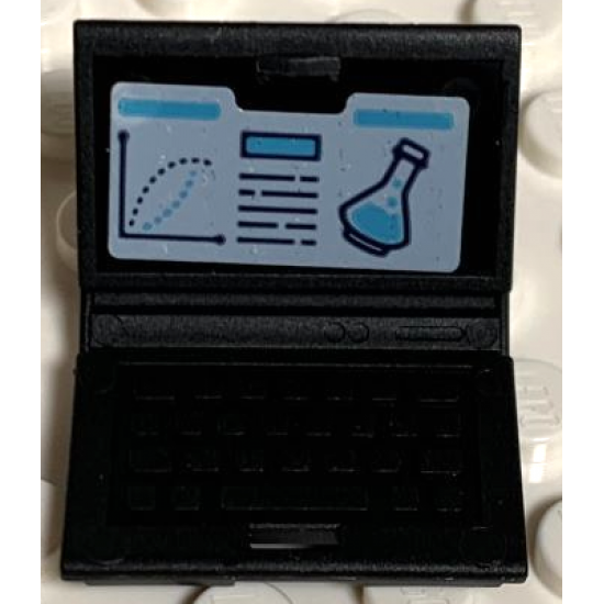 Minifigure, Utensil Computer Laptop with Graph, Lines and Erlenmeyer Flask Pattern (Sticker) - Set 75939