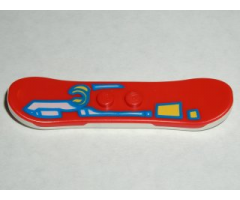 Minifigure, Utensil Snowboard, White Bottom with Blue, White, and Yellow Partial Minifigure Pattern