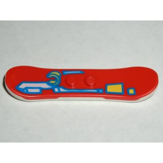 Minifigure, Utensil Snowboard, White Bottom with Blue, White, and Yellow Partial Minifigure Pattern