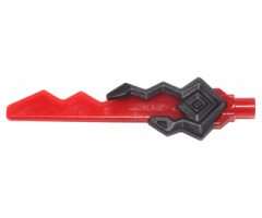 Minifigure, Weapon Sword with Geometric Snake and Diamond Shaped Hilt and Trans-Red Jagged Blade Pattern