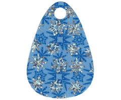 Minifigure Cape Cloth with Top Hole and Rounded Edges with Blue and Silver Iridescent Snowflakes Pattern - Traditional Starched Fabric
