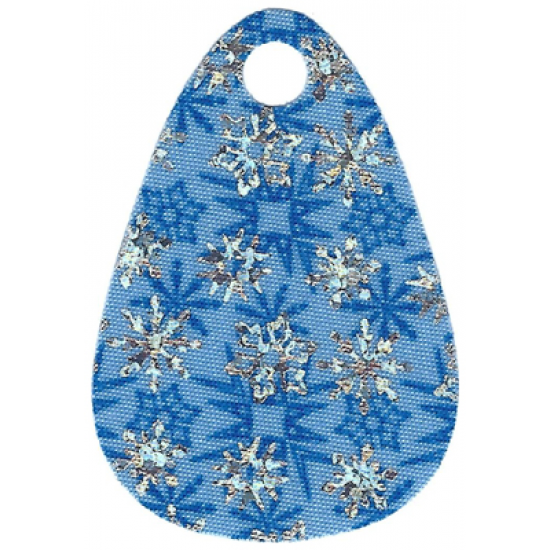 Minifigure Cape Cloth with Top Hole and Rounded Edges with Blue and Silver Iridescent Snowflakes Pattern - Traditional Starched Fabric