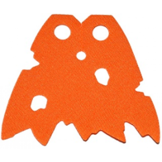 Minifigure Cape Cloth, Holes and Tattered Edges - Traditional Starched Fabric, Angled Top Notch, Smaller Jagged Edge Features - 4.3cm Wide