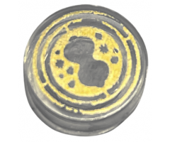 Tile, Round 1 x 1 with Gold Hourglass and Circles Pattern (HP Time Turner)