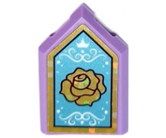 Tile, Modified 2 x 3 Pentagonal with Gold Holographic Frame and Rose, White Crown and Filigree on Medium Blue Background Pattern (Sticker) - Set 43193