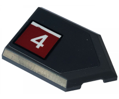 Tile, Modified 2 x 3 Pentagonal with White Number 4 in Red Square Pattern Model Left Side (Sticker) - Set 76903