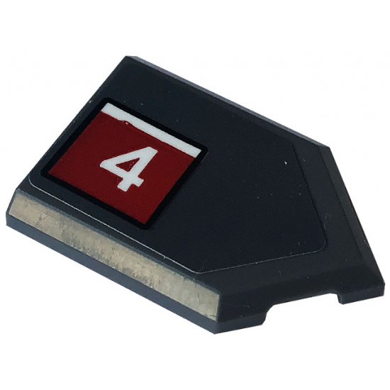 Tile, Modified 2 x 3 Pentagonal with White Number 4 in Red Square Pattern Model Left Side (Sticker) - Set 76903