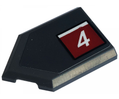 Tile, Modified 2 x 3 Pentagonal with White Number 4 in Red Square Pattern Model Right Side (Sticker) - Set 76903
