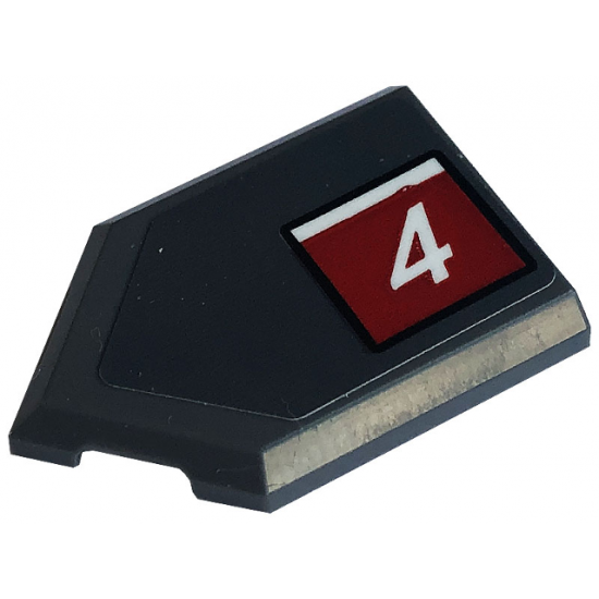Tile, Modified 2 x 3 Pentagonal with White Number 4 in Red Square Pattern Model Right Side (Sticker) - Set 76903