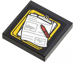 Tile 2 x 2 with Clipboard with Paper and Pen Pattern (Sticker) - Set 60060