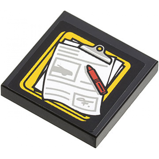 Tile 2 x 2 with Clipboard with Paper and Pen Pattern (Sticker) - Set 60060