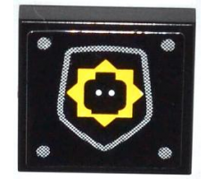 Tile 2 x 2 with Minifigure Head Badge and 4 Silver Rivets Pattern (Sticker) - Set 70808