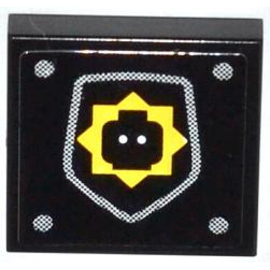 Tile 2 x 2 with Minifigure Head Badge and 4 Silver Rivets Pattern (Sticker) - Set 70808