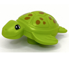Duplo Turtle with Black Eyes and Dark Orange Spots Pattern