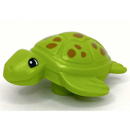 Duplo Turtle with Black Eyes and Dark Orange Spots Pattern