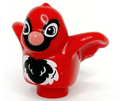 Duplo Bird with White and Black Chest Feathers, Coral Beak Pattern