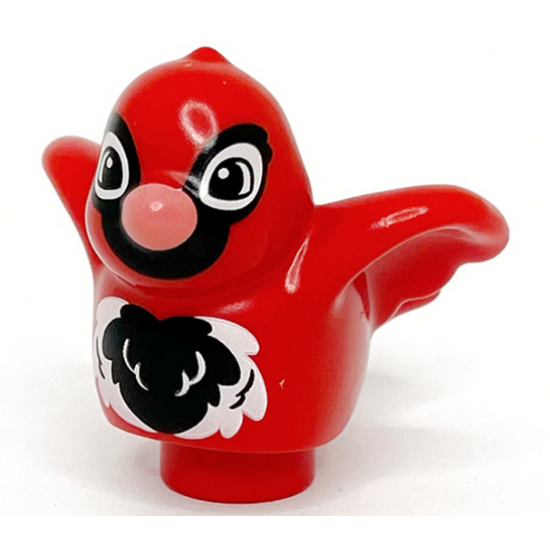 Duplo Bird with White and Black Chest Feathers, Coral Beak Pattern